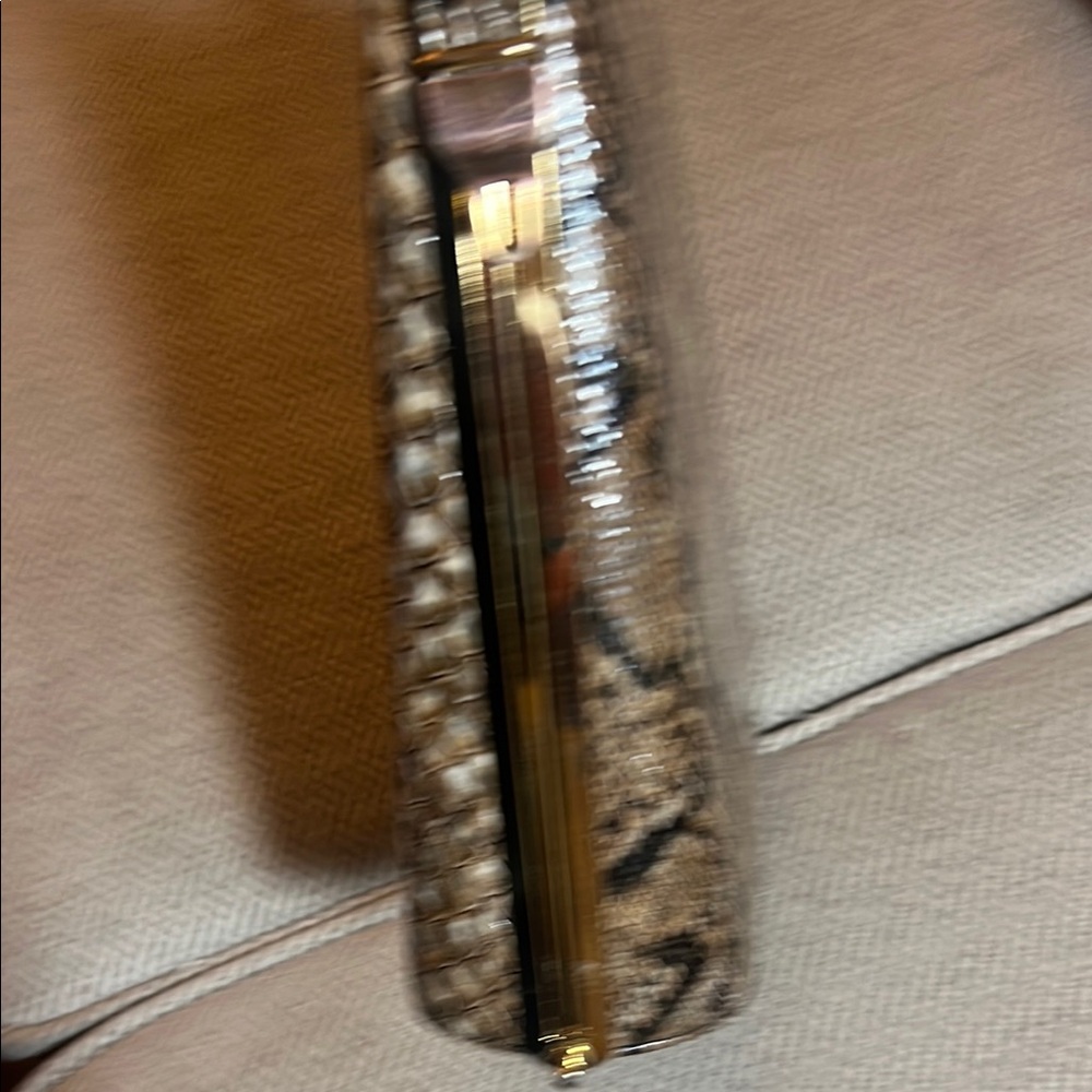 Brown And Black Python Print Shoulder Bag With Ch… - image 5